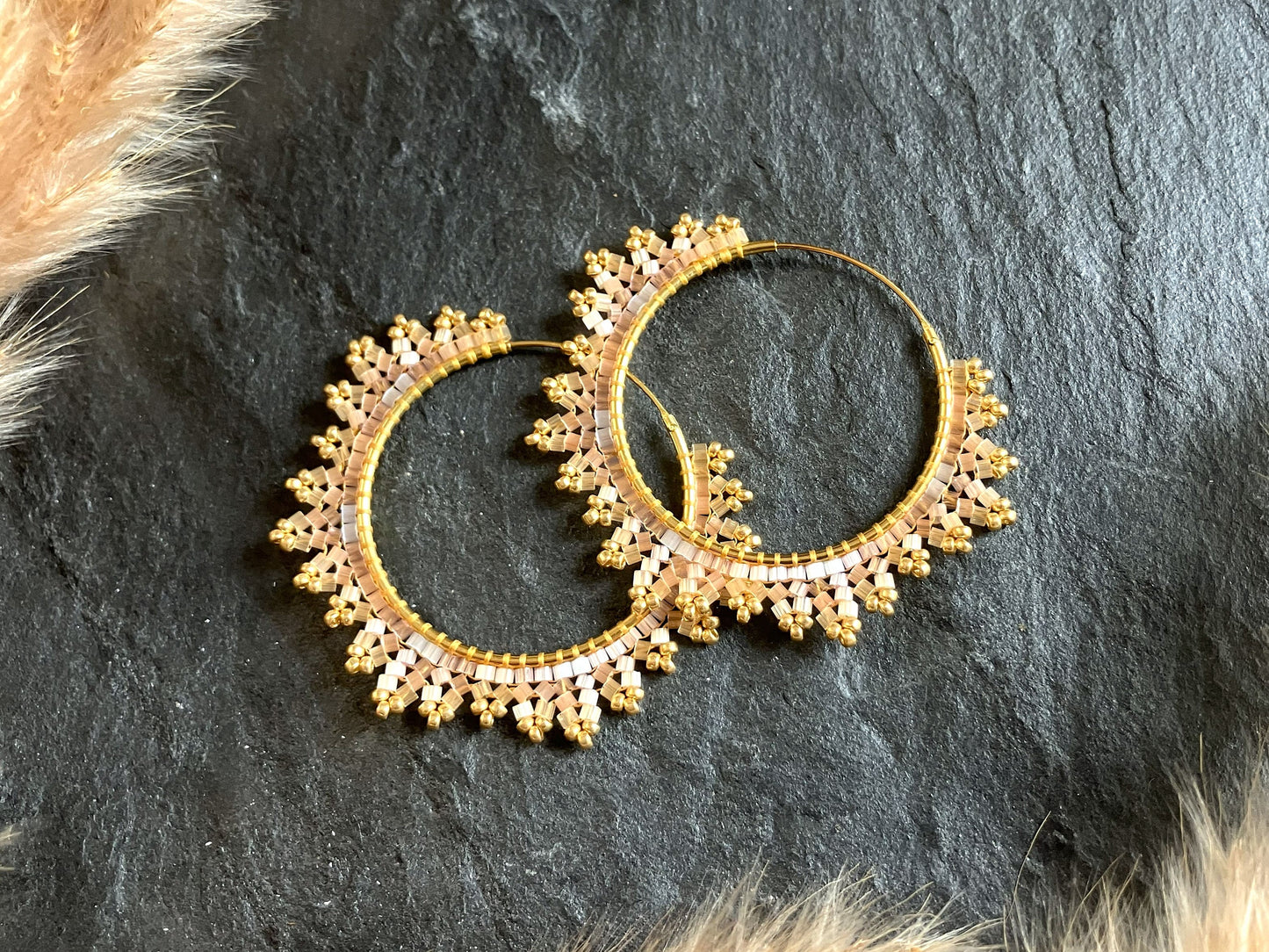 Silver hoop earrings "Estelle" - pastel spring