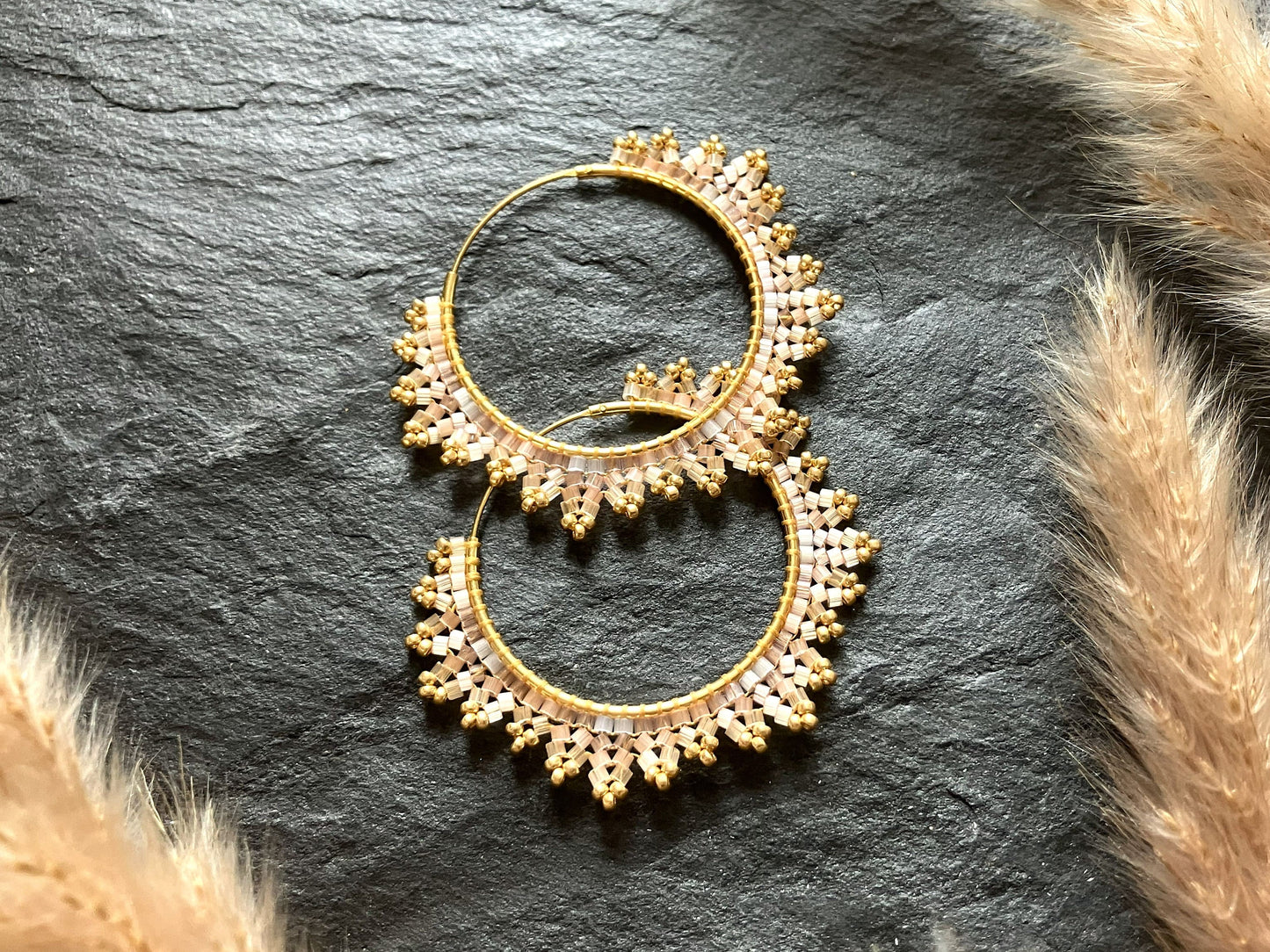 Silver hoop earrings "Estelle" - pastel spring