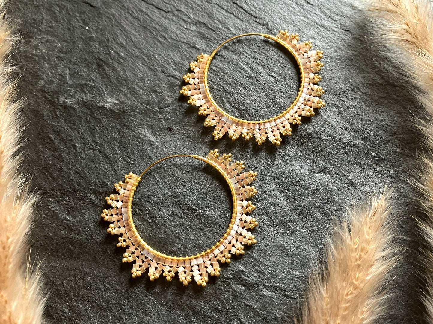 Silver hoop earrings "Estelle" - pastel spring