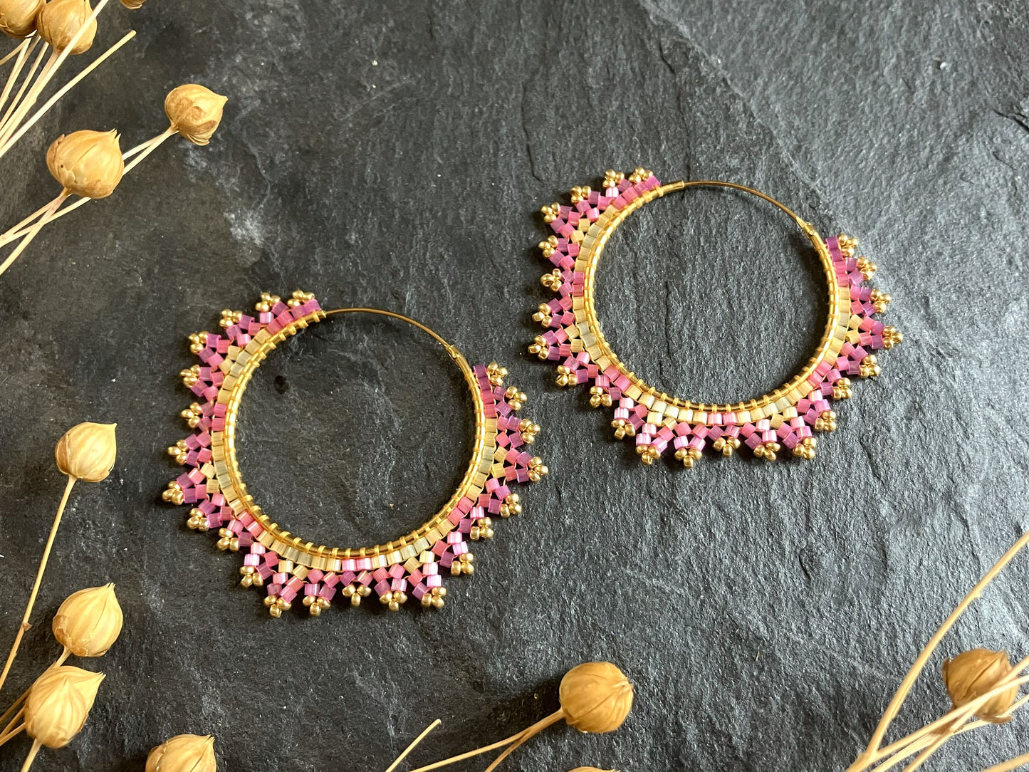 Silver hoop earrings "Estelle" - fairy floss