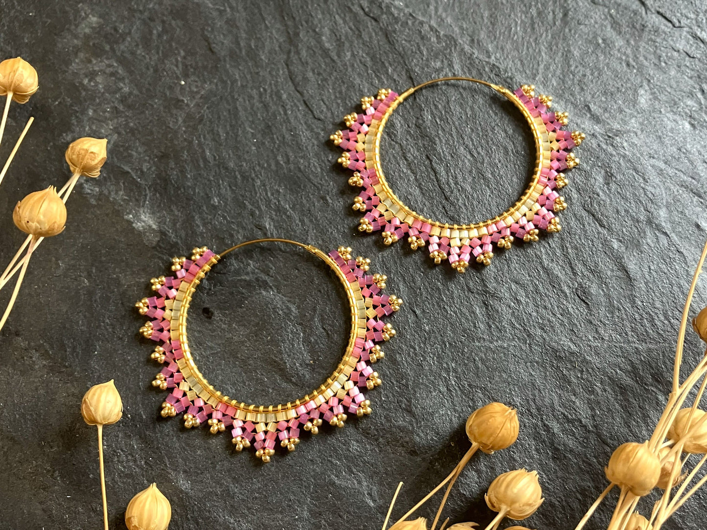 Silver hoop earrings "Estelle" - fairy floss