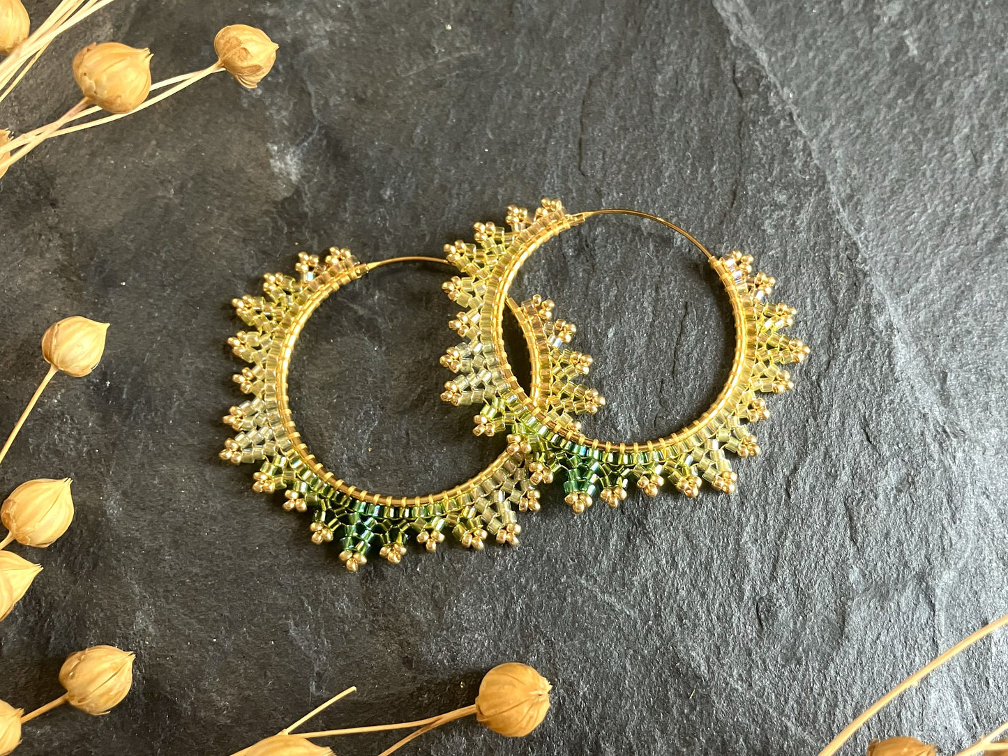 Gold-plated hoop earrings "Estelle" - canola