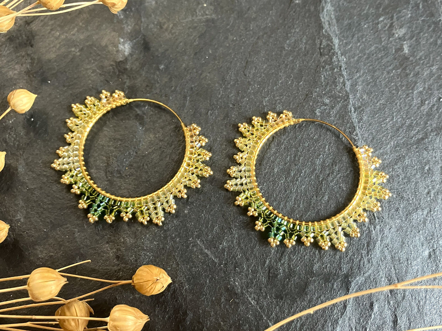 Gold-plated hoop earrings "Estelle" - canola