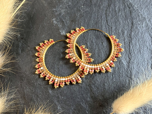 Vergoldete Creolen "Estelle" - Strohblume