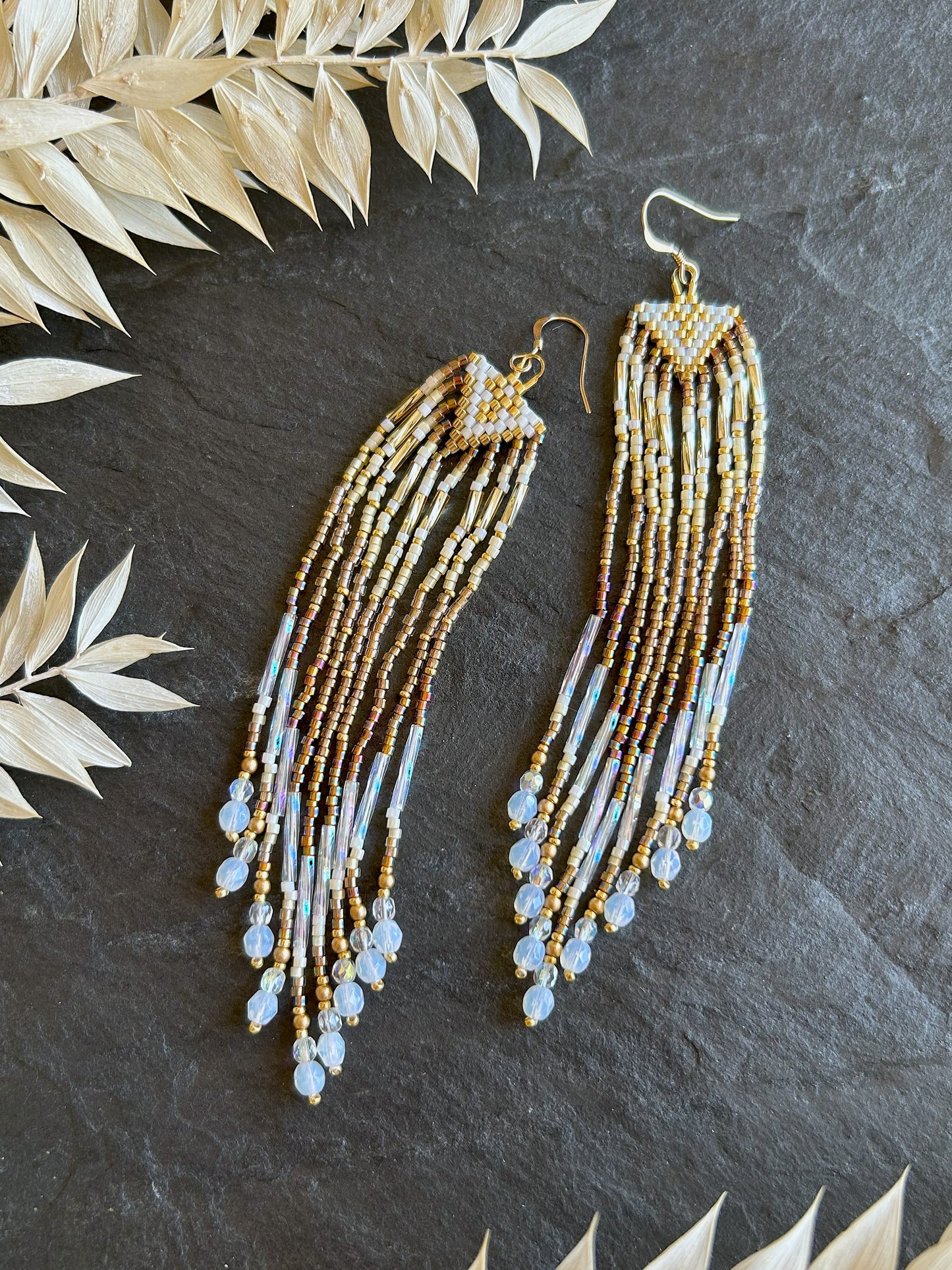 Small earrings "Sheila" - white & gold