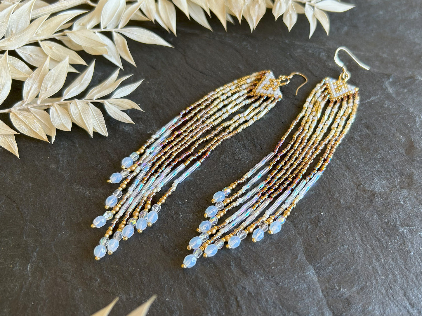 Small earrings "Sheila" - white & gold