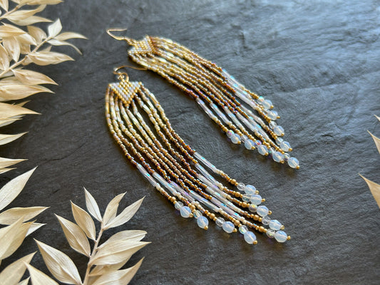 Small earrings "Sheila" - white & gold