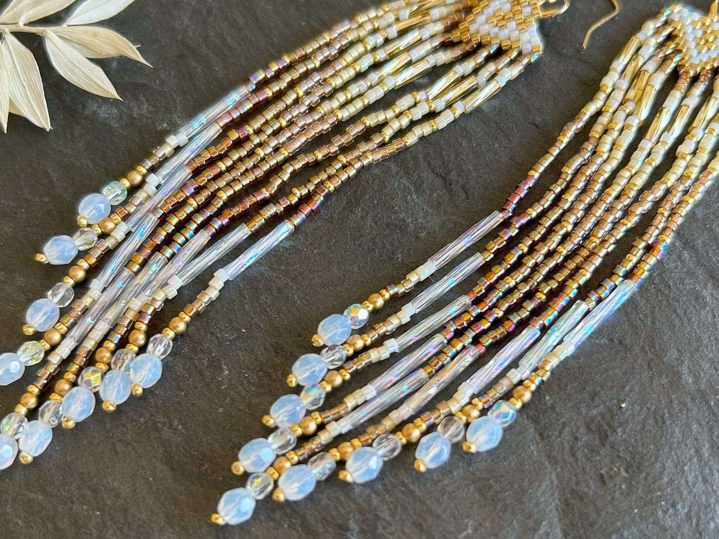 Small earrings "Sheila" - white & gold