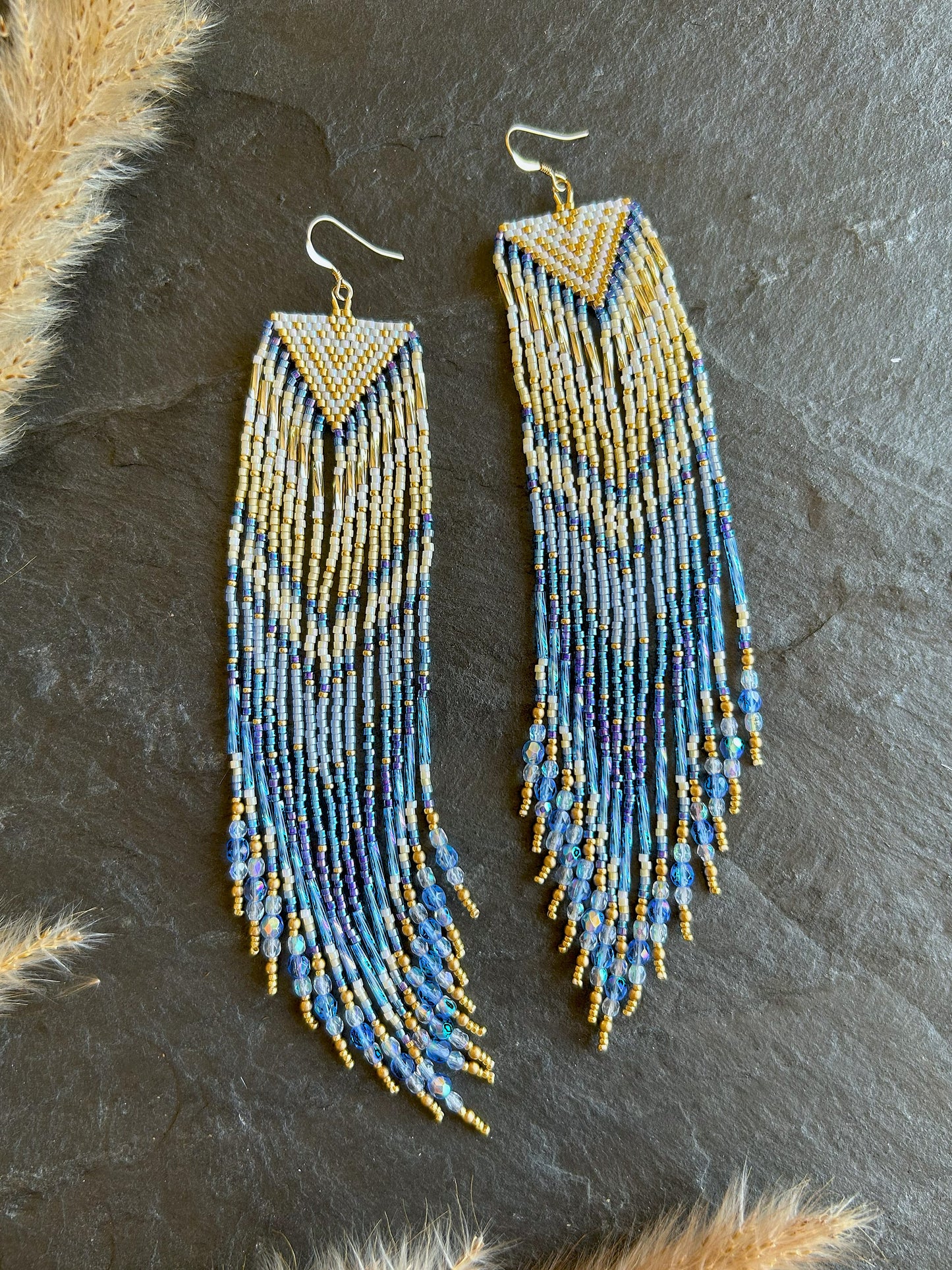 Dazzling statement earrings "Sheila" - gold & blue