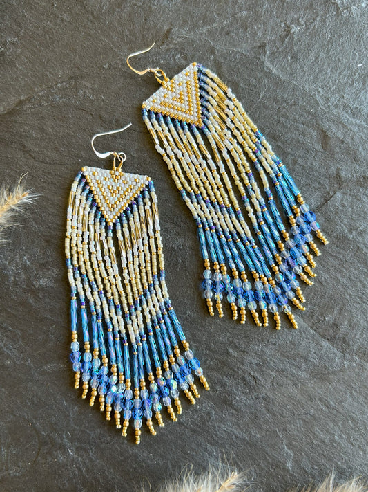 Dazzling earrings "Sheila" - gold & blue