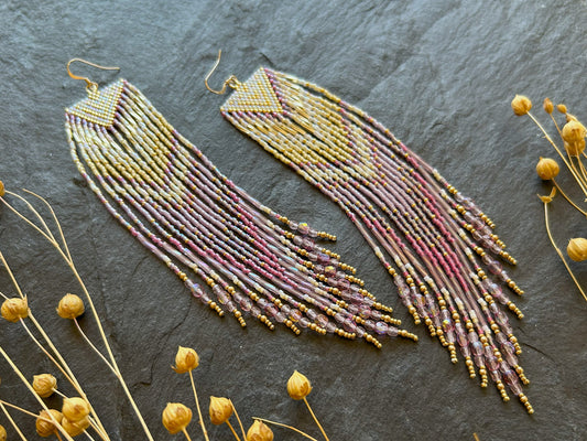 Dazzling statement earrings "Sheila" - gold & pink