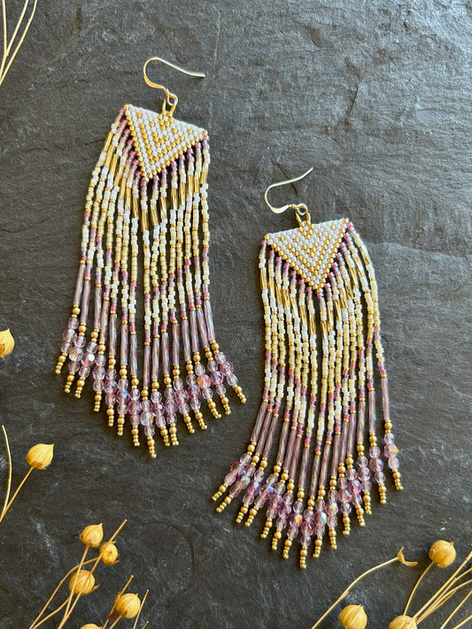 Dazzling earrings "Sheila" - gold & pink
