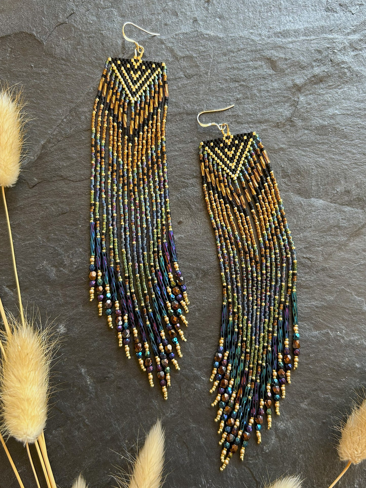 Dazzling statement earrings "Sheila" - dark galaxy
