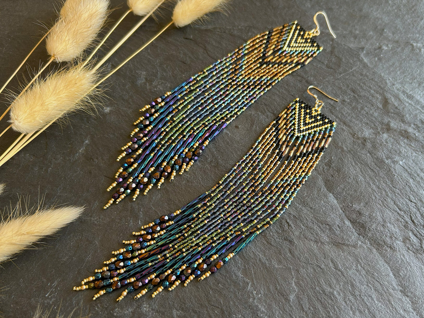 Dazzling statement earrings "Sheila" - dark galaxy