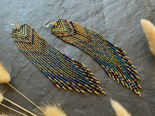 Dazzling statement earrings "Sheila" - dark galaxy