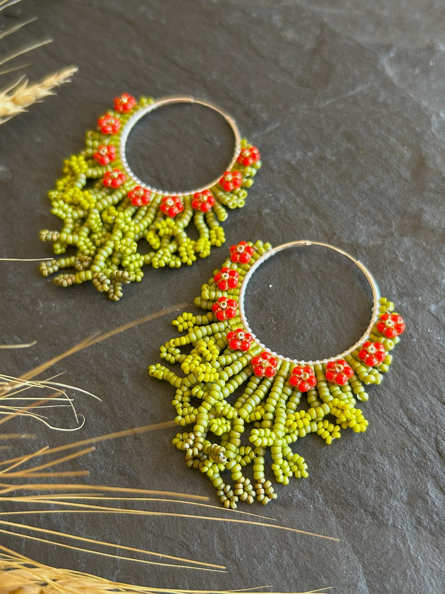 Hoop earrings "Margo" - bloom in red