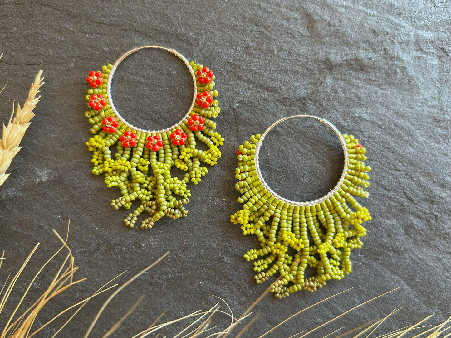 Hoop earrings "Margo" - bloom in red