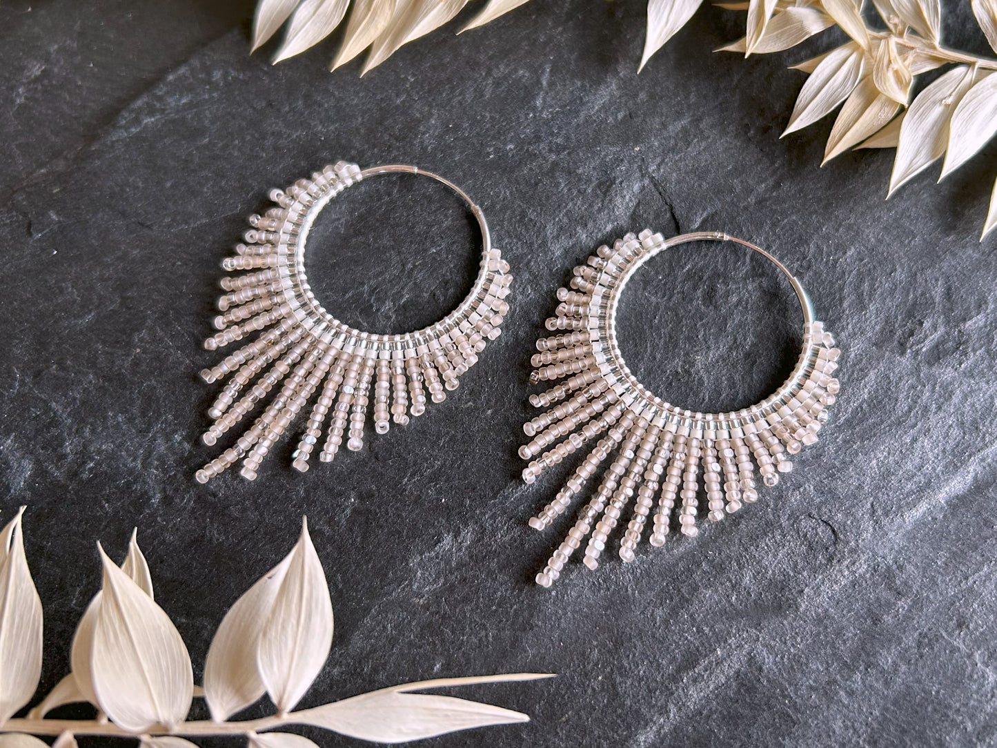 Silver hoop earrings "Celeste" - sand
