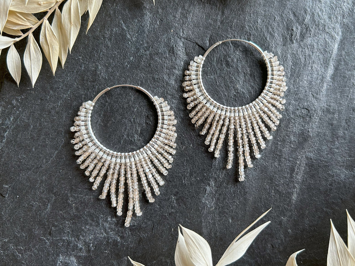 Silver hoop earrings "Celeste" - sand