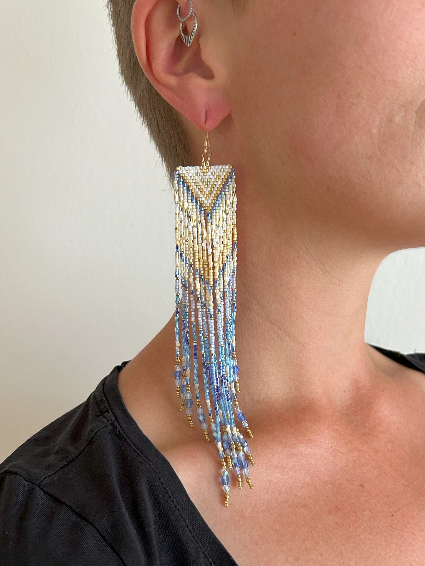 Dazzling statement earrings "Sheila" - gold & blue