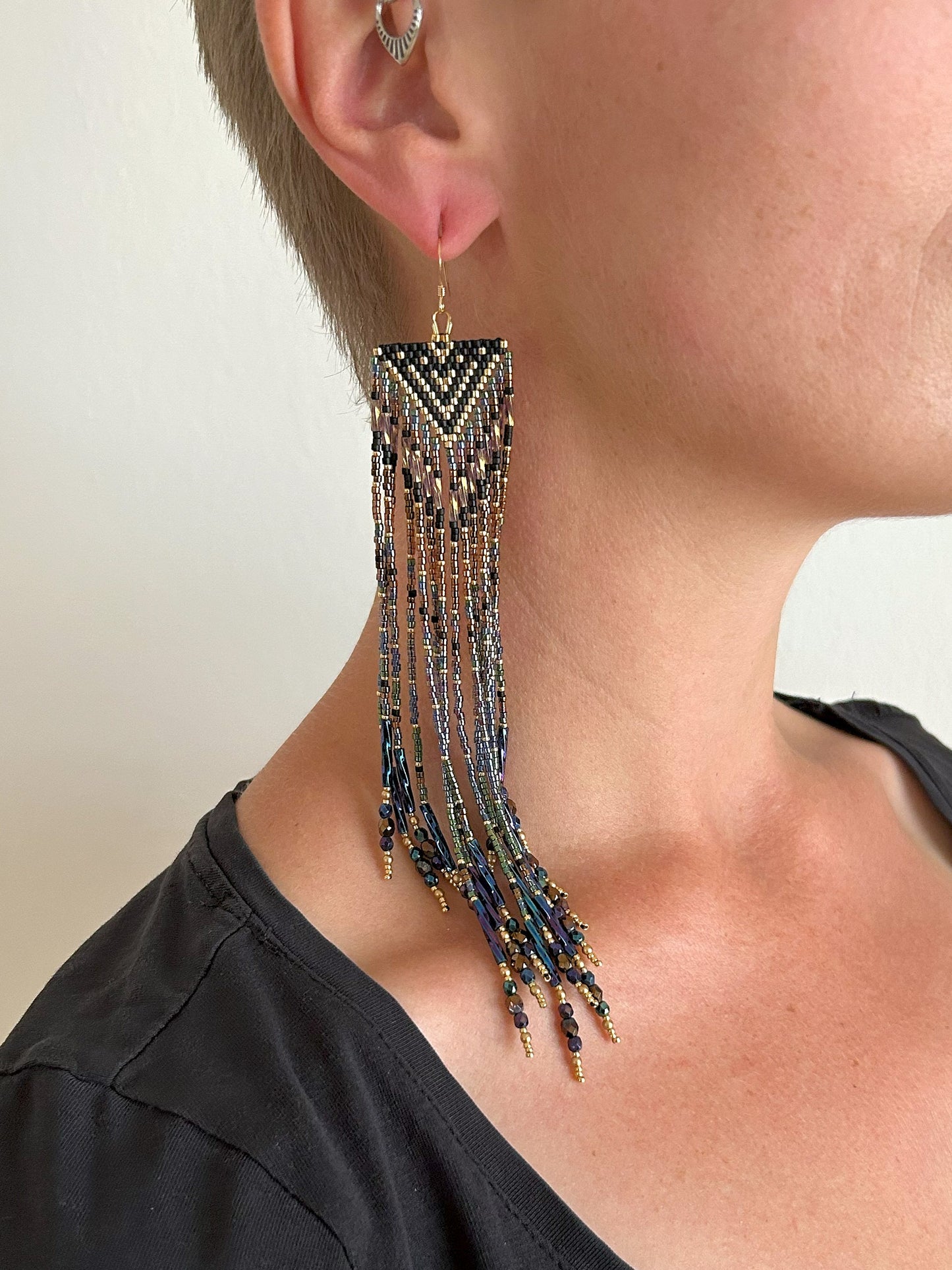 Dazzling statement earrings "Sheila" - dark galaxy
