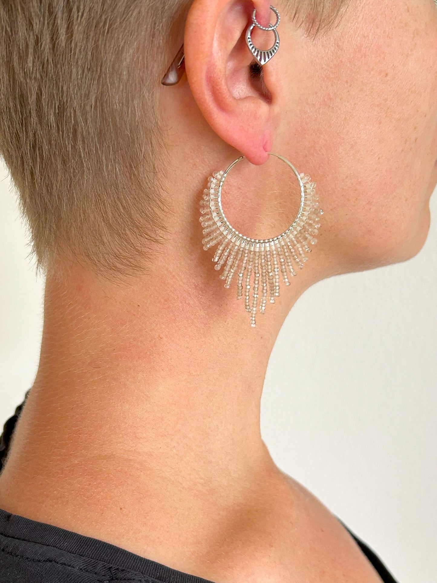 Silver hoop earrings "Celeste" - sand