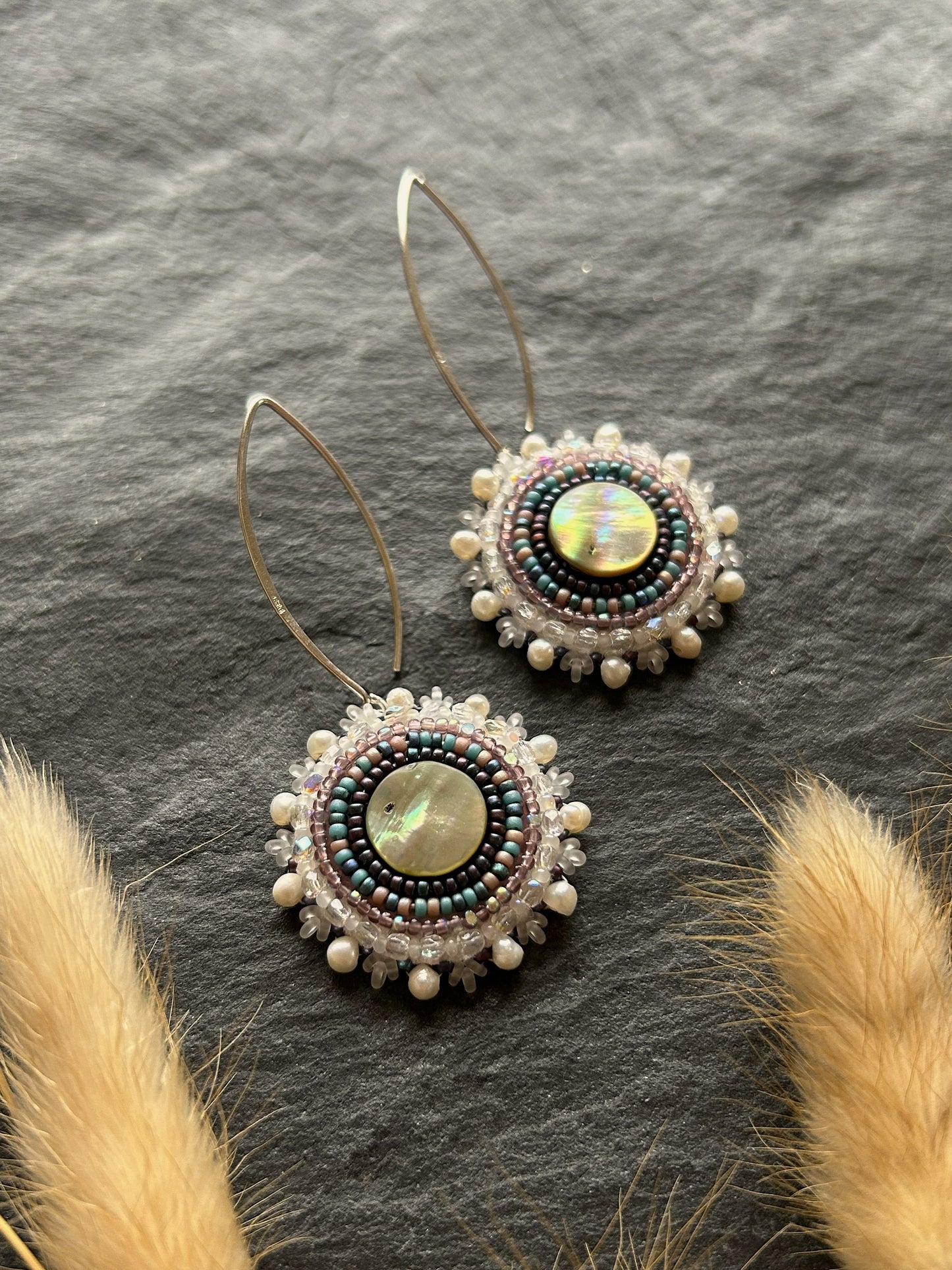 Hänge-Ohrringe "Melody" mit Abalone-Perlmutt - Flieder