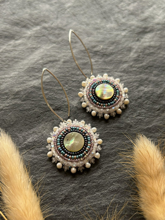 Hänge-Ohrringe "Melody" mit Abalone-Perlmutt - Flieder