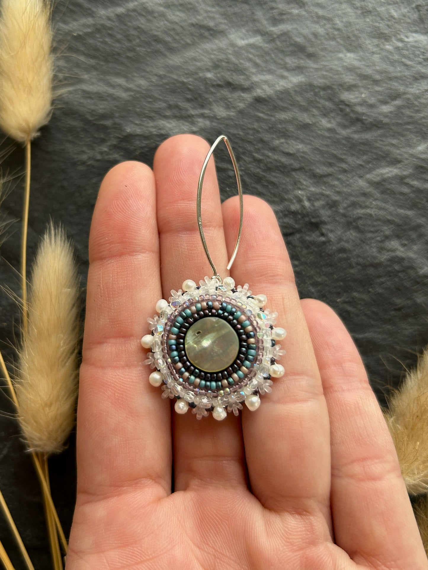 Hänge-Ohrringe "Melody" mit Abalone-Perlmutt - Flieder