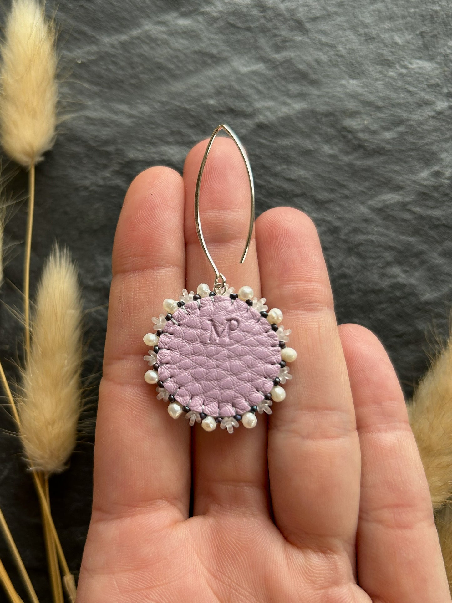 Hänge-Ohrringe "Melody" mit Abalone-Perlmutt - Flieder