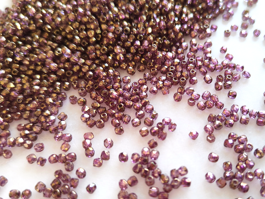 2mm fire-polished beads - purple & luster finish