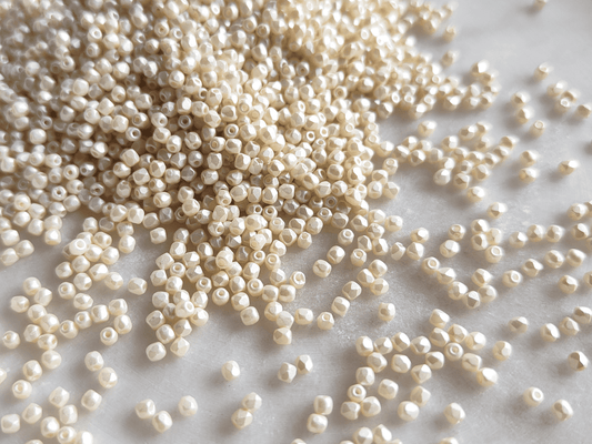2mm fire-polished beads - pearlescent eggshell