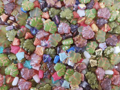 Wine leaves and lily flower beads - bead mix