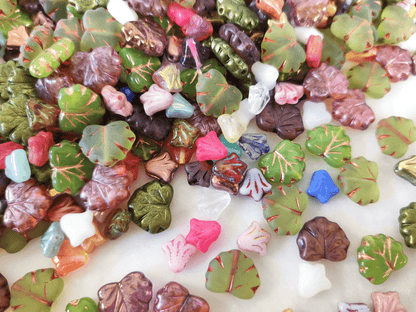 Wine leaves and lily flower beads - bead mix