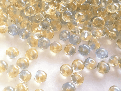 Faceted rondelle beads 3x5mm - light yellow & blue
