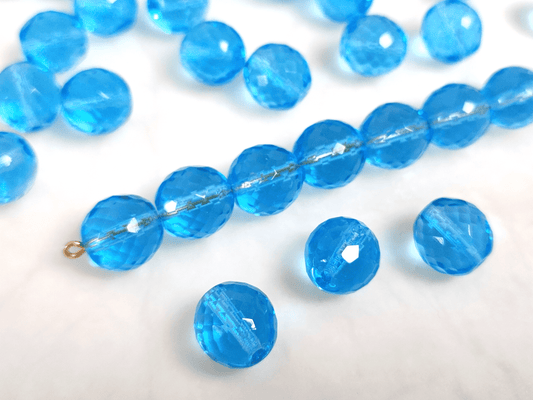 12mm fire-polished beads - Caribbean blue