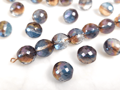 12mm fire-polished beads - dark rainbow