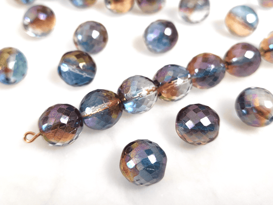 12mm fire-polished beads - dark rainbow