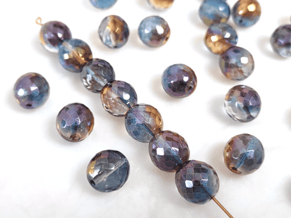 12mm fire-polished beads - dark rainbow