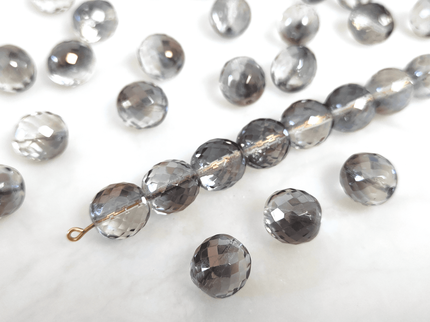 12mm fire-polished beads - anthracite