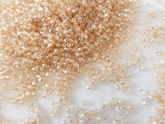 2mm fire-polished beads - beige half AB