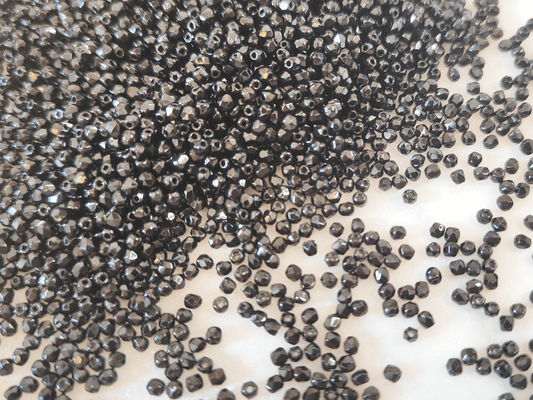 2mm fire-polished beads - opaque black