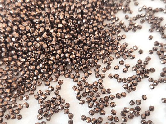2mm fire-polished beads - dark bronze