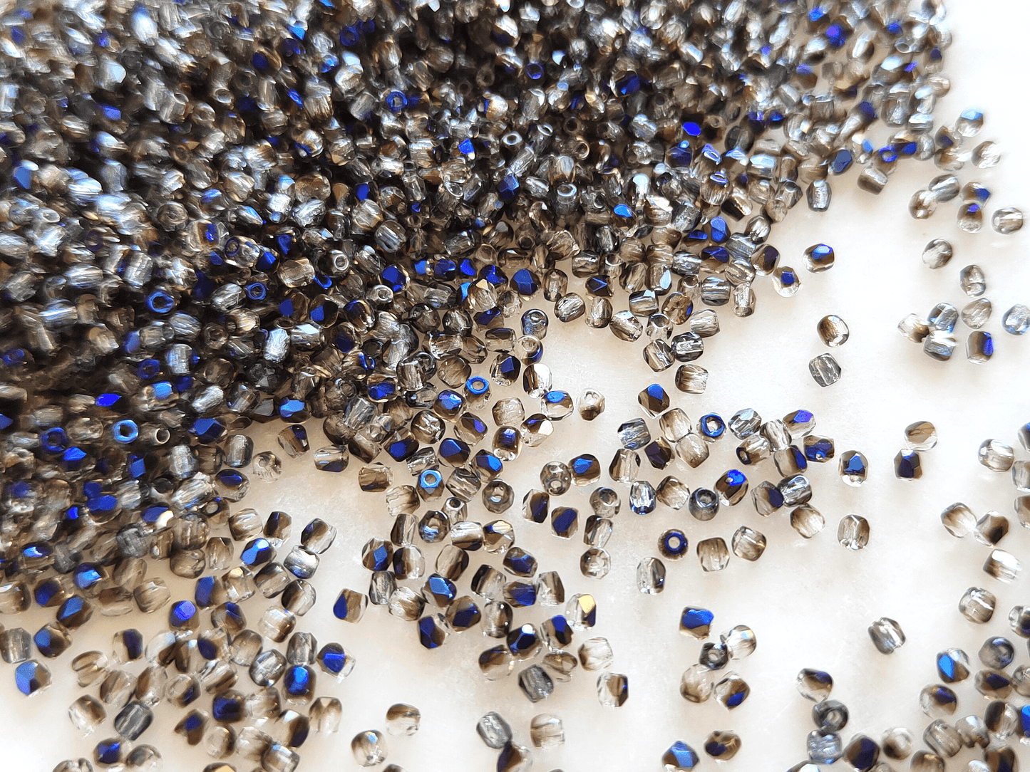 2mm fire-polished beads - anthracite & dark blue