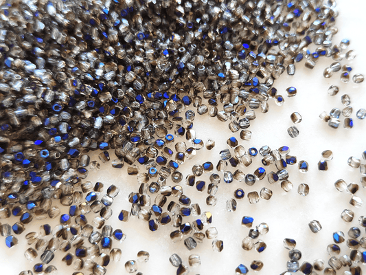 2mm fire-polished beads - anthracite & dark blue