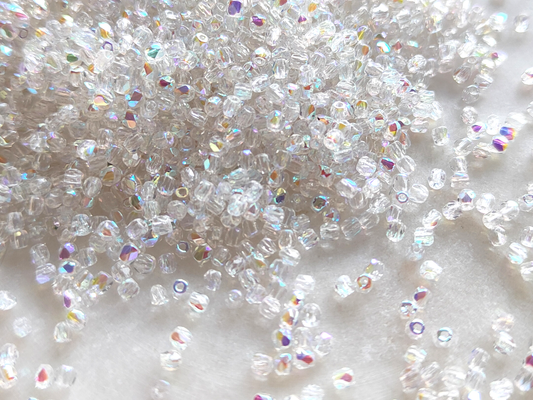2mm fire-polished beads - colorless & pastel iridescent