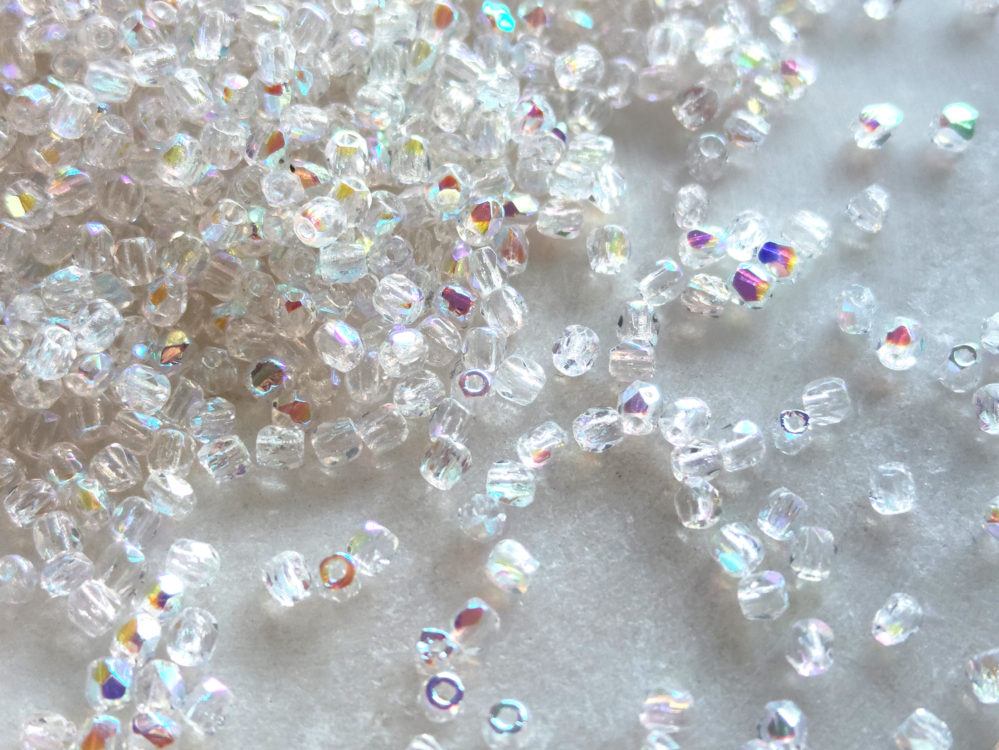 2mm fire-polished beads - colorless & pastel iridescent