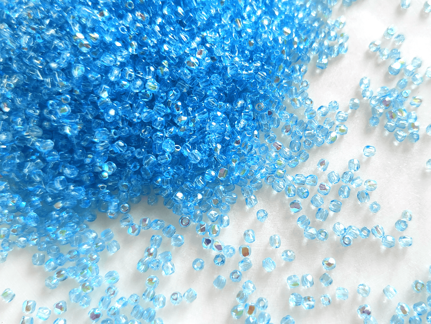 2mm fire-polished beads - sky blue half AB