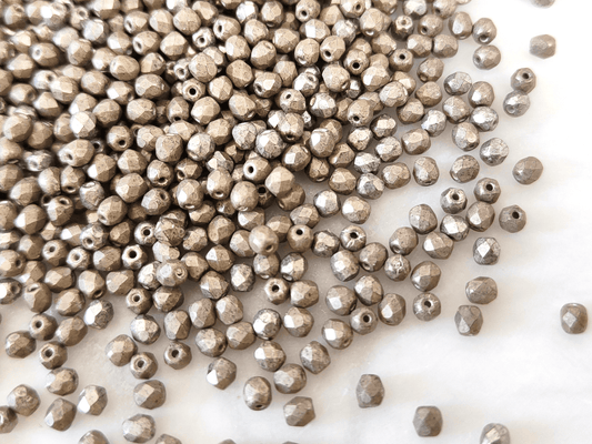 3mm fire-polished beads - matt gray