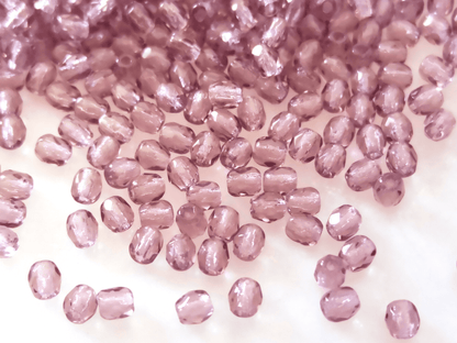 3mm fire-polished beads - purple